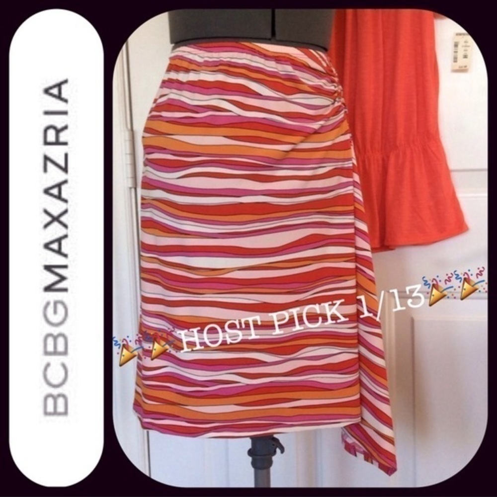 BCBGMAXAZRIA Vintage Sexy & Flirty Multi-Color Stretchy Skirt! Size XS - Picture 2 of 7